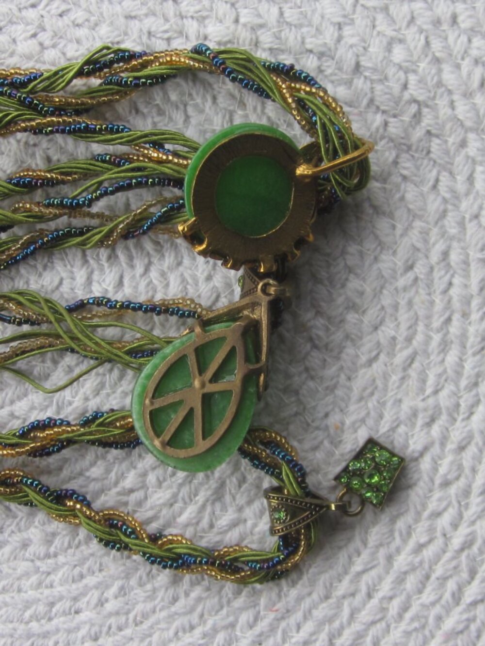 Seed Bead Necklace Bundle Green Blue Gold - Picture 3 of 4